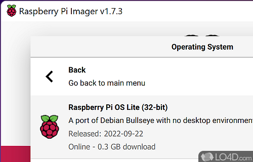 A handy utility that allows you to create live disks - Screenshot of Raspberry Pi Imager