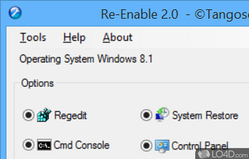 User interface - Screenshot of Re-Enable Portable