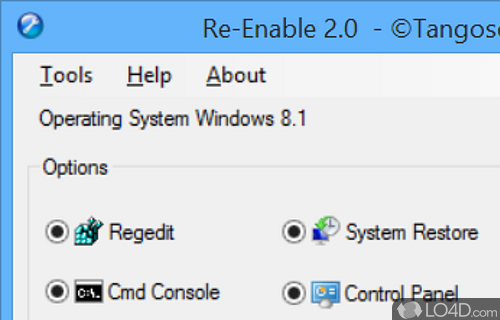 A free Software utilities program for Windows - Screenshot of Re-Enable