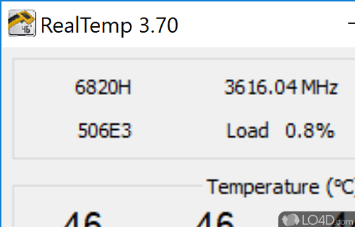 Monitor processor temperature, run sensor benchmarks, enable system tray notifications, log activity to file - Screenshot of RealTemp