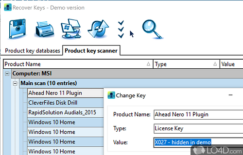 Product Key Finder for Windows, Office and 8000+ more programs - Screenshot of Recover Keys