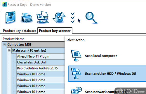 Product Key Finder - Screenshot of Recover Keys