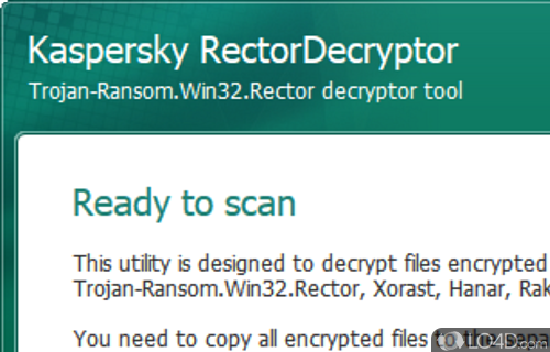 Screenshot of RectorDecryptor - Tool for eliminating the Trojan-Ransom