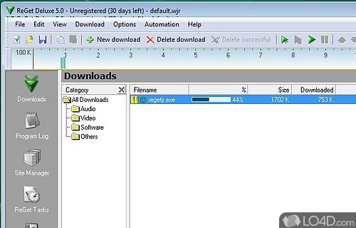 Screenshot of Reget Deluxe - User interface