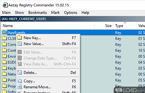 User interface - Screenshot of Registry Commander