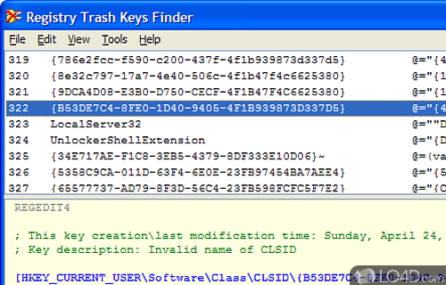 Registry Trash Keys Finder Screenshot