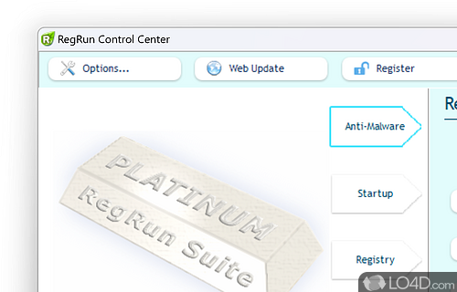 Powerful toolkit against Trojans, rootkits, spyware, adware components that also bundles startup optimization - Screenshot of RegRun Security Suite Platinum