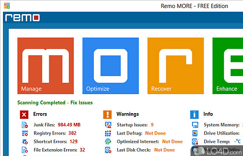 Screenshot of Remo MORE - User interface