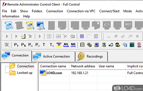 Client for remote administration of computers, with support for multiple sessions, recording - Screenshot of Remote Administrator Control Client