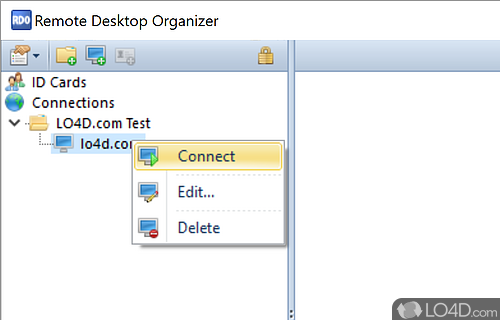 User interface - Screenshot of Remote Desktop Organizer