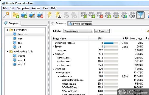 Screenshot of Remote Process Explorer - Monitor all running processes on a local or remote computer in real time, view extra details about them, kill processes