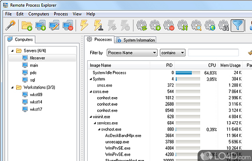 sysinternals process explorer remote computer