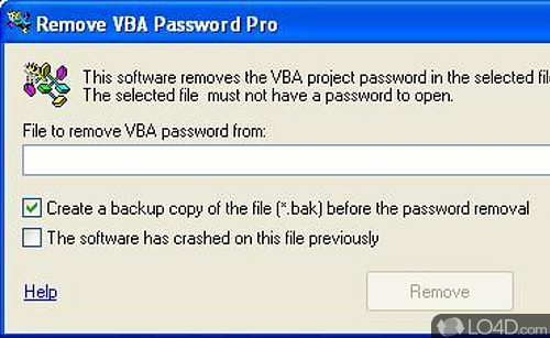 Screenshot of Remove VBA Password - Remove password-protected VBA files in order to gain access to Excel, Word, PowerPoint, Outlook