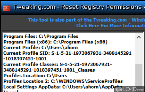Reset Registry Permissions screenshot