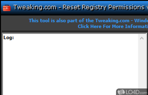 User interface - Screenshot of Reset Registry Permissions