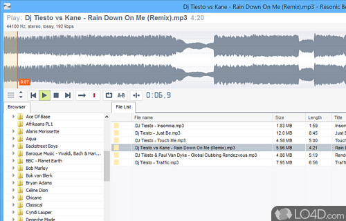 Audio player that can enjoy listening to music, while offering quick access to the files - Screenshot of Resonic