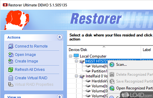 User interface - Screenshot of Restorer Ultimate