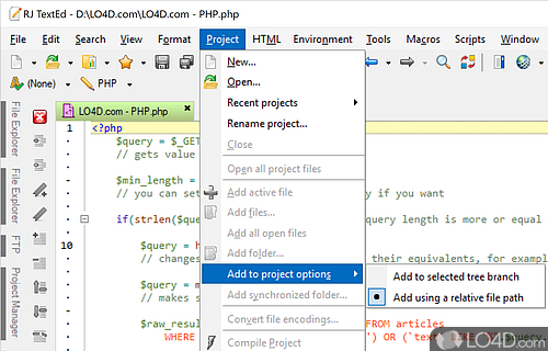Code editor for C#, C++, Java, Perl and others - Screenshot of RJ TextEd