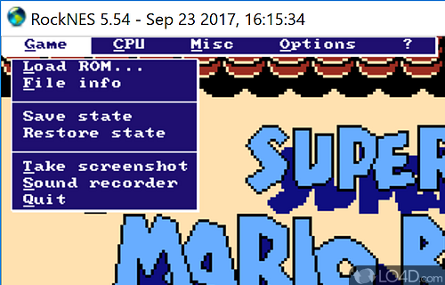 Emulates NES ROMs and plays NSF music - Screenshot of RockNES