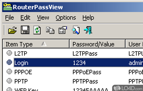 Screenshot of RouterPassView - Helps users quickly recover passwords from router configuration files if backups exist