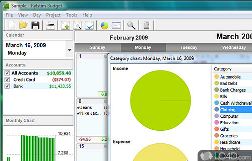 Screenshot of Money Calendar (formerly Rylstim Budget) - User interface