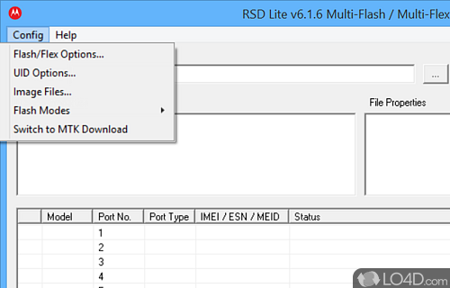 Allows you to flash the Stock Firmware on the Motorola Smartphone - Screenshot of RSD Lite