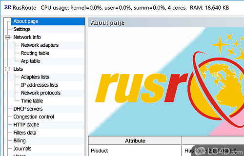 Control and block or filter incoming traffic - Screenshot of RusRoute