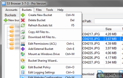Screenshot of S3 Browser - Manage Amazon accounts and share or publish files on the website with great ease
