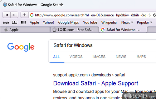 User interface - Screenshot of Safari for Windows