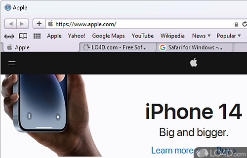 Search and navigation mode - Screenshot of Safari for Windows