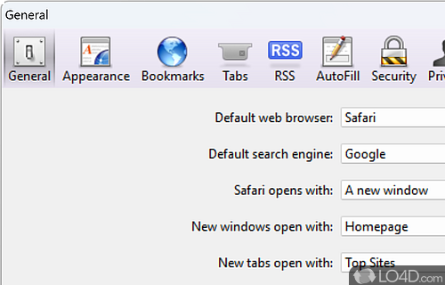 Built-in RSS reader - Screenshot of Safari for Windows