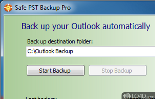 Screenshot of Safe PST Backup - User interface
