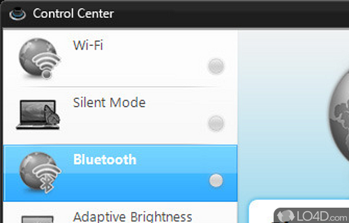 Screenshot of Samsung Control Center - User interface