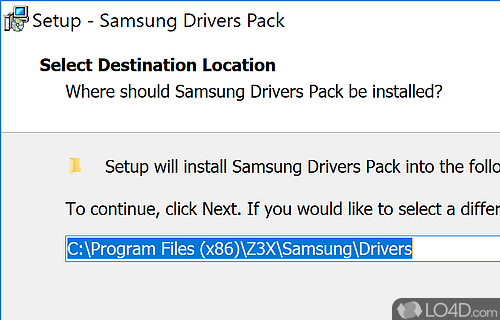 User interface - Screenshot of Samsung Drivers Pack