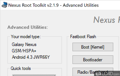 Options you can perform - Screenshot of Nexus Root Toolkit