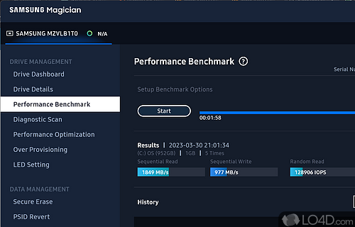Easily manage the health and performance of their Samsung SSD - Screenshot of Samsung Magician