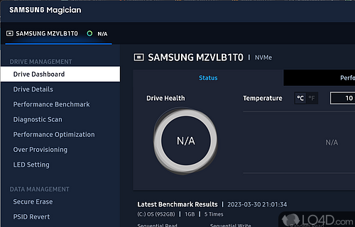 Optimize SSD, benchmark it, update its firmware - Screenshot of Samsung Magician