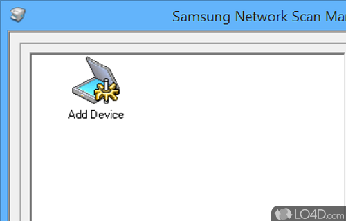 Means of scanning network to view the properties for the connected Samsung imaging devices currently available in the Intranet - Screenshot of Samsung Network Scan Manager