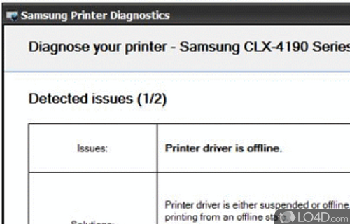 Samsung Printer Diagnostics screenshot