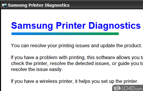 User interface - Screenshot of Samsung Printer Diagnostics