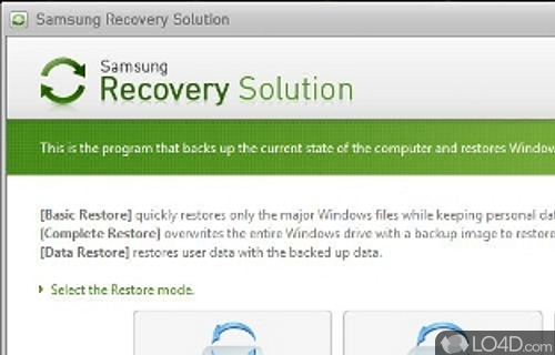 Samsung Recovery Solution Screenshot