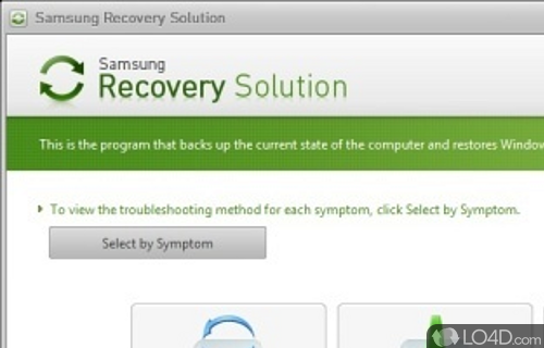 Screenshot of Samsung Recovery Solution - Program restores the hard disk drive when a serous problem occurs in the system