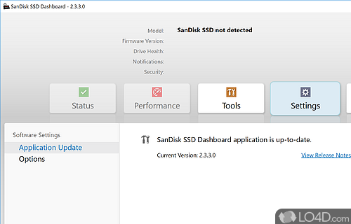 Straightforward setup and streamlined interface - Screenshot of SanDisk SSD Dashboard