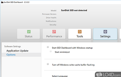 SanDisk SSD Dashboard Screenshot