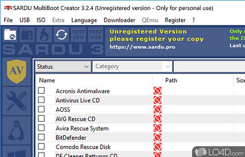 Create multiboot USB devices - Screenshot of SARDU