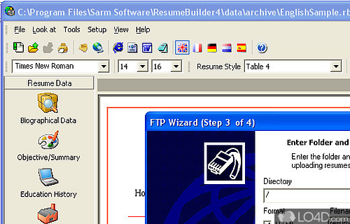 Sarmsoft Resume Builder Screenshot