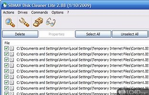 Screenshot of SBMAV Disk Cleaner Lite - Find and remove junk files from computer to up space, such as cookies, duplicate files, temporary items and invalid shortcuts