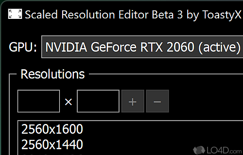 Screenshot of Scaled Resolution Editor - Edit the list of resolutions that are displayed by graphics driver automatically on systems with AMD/ATI