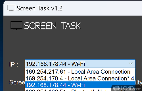 User interface - Screenshot of Screen Task