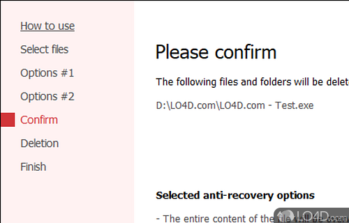 User interface - Screenshot of Secure File Deleter